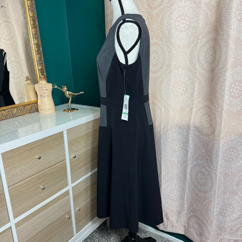 Jones New York NWT Black Gray Sleeveless Career Business Dress A-Line Sz 8 - Picture 2 of 10